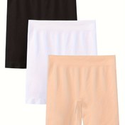 Resim 3 adet Dikişsiz Katı Boyshort Külot, Yumuşak ve Rahat Esnek Külot, Kadın İç Çamaşırı ve İç Giyim 