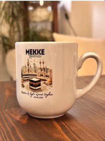 Resim Kişiye Özel İsimli, Kâbe Görselli Mekke Hatırası Porselen Elite Kupa Bardak Çok Renkli 