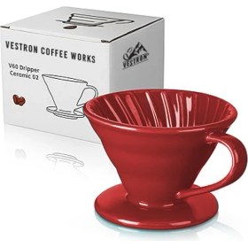 Resim Kırmızı V60 02 Dripper Seramik Kahve Demleme Ekipmanı (Red Ceramic) 