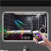 Resim Global Led Mirror 65X90 cm Bluetoothlu Makyaj Aynalı Buğu Yapmayan Ledli Banyo Aynası 