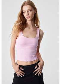 Resim Grimelange Sanukı Kadın Slim Kısa Oyuk Yaka Pembe Büstiyer Pembe 