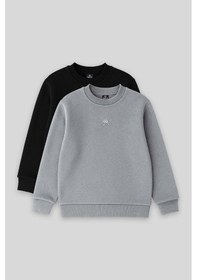 Resim Tommylife Standart Fit 2li Paket Siyah-gri Melanj Erkek Çocuk Sweatshirt - 11232 Siyah - Gri 