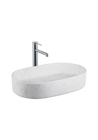 Resim Lena - Tezgah Üstü Lavabo Mat Beyaz Mermer Desenli - E-w1202m8- Beyaz 