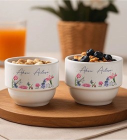 Resim Bk Gift Kişiye Özel İsimli Çiçek Tasraımlı 2li Çerezlik Kase-2, Yeni Ev Hediyesi Önerileri, Misafir Sunum Ürünü, Çay Yanı Kase Kobitmeyencom34769 Bk G 