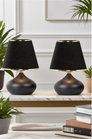 Resim 571 Store 2 ADET ELİPS MASA ABAJUR METAL GÖVDE KUMAŞ BAŞLIK AYDINLATMA 