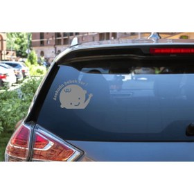 Resim Turuncu Sticker Arabada Bebek Var Cam Sticker 15x11 Cm 