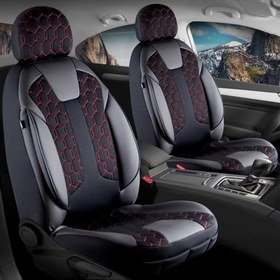 Resim Fresh Start Ssanyoung Actyon Sports Uyumlu Deri Detaylı Oto Koltuk Kılıfı Ön Arka Set Cyrus Model Siyah Kırmızı Fs 