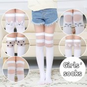 Resim 1 Çift Kızın Bacak Boyu Çorapları Sevimli Kedi ve Yıldız Desenleriyle - Polyester, Örgü Kumaş, Tüm Mevsim Giyim, Sadece Elde Yıkama, Günlük Giyim İçin Mükemmel, Günlük Giyim Çorapları | Canlı Baskı Çorapları | Örgü Dokulu Çoraplar 