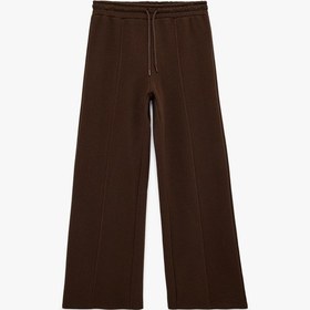 Resim Koton Beli Lastikli Bağlamalı Üç İplik Geniş Paça Nervürlü Eşofman Altı Kahverengi 6sak30046ek Kahve 