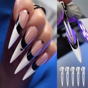 Resim 5'li Paket Fransız Tırnak Sanatı Ördek Gagası Konumlandırma Klipsleri - Silikon Yama ile Basınçlı Tırnaklar için Metal & Uçlar, Evde Salon Kalitesinde Manikür için Hassas Hizalama Araçları 