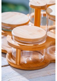 Resim Acar Malibu Bambu Standlı 4 Lü Cam Baharatlık Seti Şeffaf 