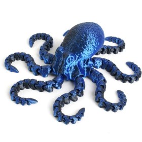 Resim Cute Movable Joint Print Octopus Toy - 27cm / Radiation Blue Black Octopus 