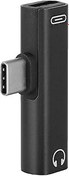 Resim Kafuty 2'si 1 arada C - 3.5 mm Jack Headphone USB şarj dönüştürücü, Audio adaptörü çinko alaşım ses dönüştürücü priz akıllı telefon için dekoder çipli (siyah) 