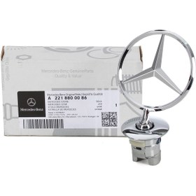 Resim MERCEDES-BENZ A2218800086 | C Serisi W204 Ön Kaput Yıldızı Komple (Arma) Orijinal 