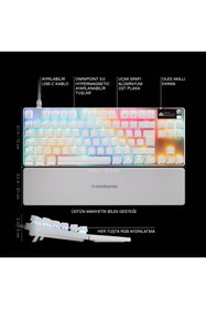 Resim SteelSeries Apex Pro TKL Gen3 OmniPoint 3.0 HiperManyetik Switch RGB Mekanik Kablolu Oyuncu Klavyesi (UK)- Beyaz 