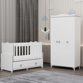 Resim Garaj Home Elegant Beşik ve Yıldız 3 Kapaklı Dolap - Gri 