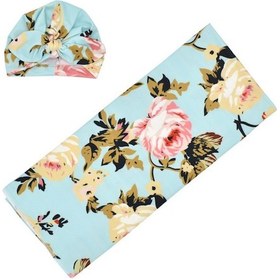 Resim Kangvka Yeni Doğan Bebe Sarıtm - Şapkalı Poliester Bezi - Çiçek Desenli 86x137cm - 190702 Mavi 
