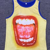 Resim Vintage Tarzı Askısız Örgü Kumaş İlkbahar/Yaz Kadınlar Tank Üstü Ağız Baskısı, Polyester, Geometrik Desen, 90 g/m² 