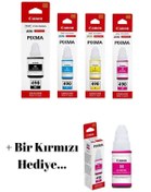 Resim Canon Gı-490 Pixma G2400 Mürekkep Kartuş Takımı + 1 Kırmızı Muadil 
