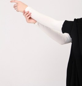 Resim manolyaşal islamic hijab Likralı Kaymayan Kurtarıcı 1 Çift Tesettür Kolluk Ekru 
