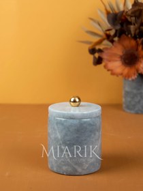 Resim MIARIK DESIGN & DEKORASYON Dekoratif Gri Mermer Pamukluk Gold Top Detaylı 