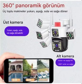 Resim 360 Derece 10x Zoom 3 Ekranlı Hd Gece Görüş Kamerası Dış Mekan 