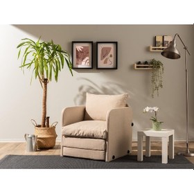 Resim Pafu Saga Tekli Katlanır Yataklı Koltuk Keten Krem 