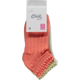 Resim Civil Girls Fileli 3'lü 3-11 Yaş Kız Çocuk Patik Çorap - Standart 