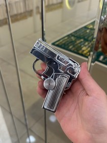 Resim Sürgülü Renkli Alevli Stres Çarkı Tabanca Çakmak 4380 