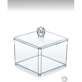 Resim PremiumPort Şeffaf Kare Pamukluk, Kapaklı, Pratik ve Şık Tasarım 