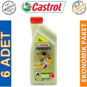 Resim Castrol PoWer 1 4t 10W-40 1 L 4 Zamanlı Motosiklet Yağı (6 Adet) 