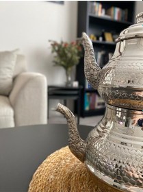 Resim Gümüş Renkli Bakır Petek Desenli Çaydanlık Gümüş 