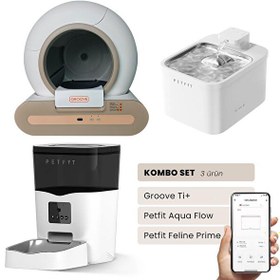 Resim Groove Ti+ WiFi Akıllı Kedi Tuvaleti-Petfit Aqua Flow Su Pınarı+Petfit Feline Prime 3L Otomatik Mama Kabı 
