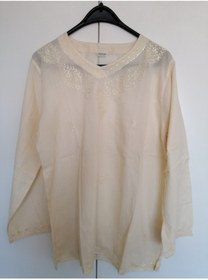 Resim Butik Tülin Otantik Pamuk Kemik Nakışlı Bluz 