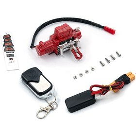 Resim Samdoo Rc Araçları İçin Kırmızı Xt60 Pluglu Alüminyum Motorlu Jip Kancası Ve Kumanda Seti 1/10 1/8 Ölçekli Traxxas Trx-4 Scx10 Uyumlu 