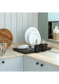 Resim Teknotel Tek Katlı Bulaşıklık Tabaklık Krom Siyah Tepsi Kb003 