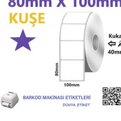 Resim Kuşe Etiket 80X100 Barkod Etiketi 40 Rulo Toplam 16000 Etiket 