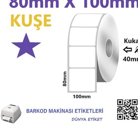 Resim Kuşe Etiket 80X100 Barkod Etiketi 40 Rulo Toplam 16000 Etiket 