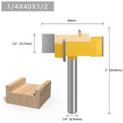 Resim Xiyyadms Ahşap İşleme T Tipi Freze Ucu: 4 Kenar, 1/4 Sap, 40x1/2 Büyük Çap, Yiv Açma Ve Taban Temizleme İçin Profesyonel Mühendislik Aleti 