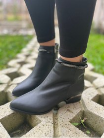 Resim Ony Shoes 702 Kadın Sıcak Astar Hazır Taban Bağcıksız Topuklu Klasik Taşlı Bot Sıyah Sıyah 