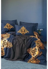 Resim Cotton Box Palace Saten Çift Kişilik Nevresim Takımı Tutsu Lacivert Çok Renkli 