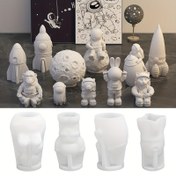Resim Reçine için Kendin Yap Astronot ve Ay Silikon Kalıp, Karikatür Uzay Temalı Alçı Dekor El Sanatları, Astronot Dekoru 