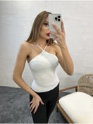Resim Fame Kadın Boyun Ipli Triko Bluz Beyaz 