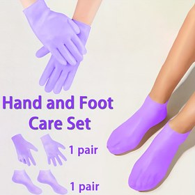 Resim 1 Set Mor Menekşe El ve Ayak Nemlendirici Kıyafet, Kuru Çatlamış Cildi Yumuşatmak ve Ayrılmayı Ayak ve El Bakım Araçları için Uygun, Cilt, Yeniden Kullanılabilir, El Bakımı, El Bakımı, Hediye, Ayak Bakımı, Aloe Vera Losyon Eldivenleri, Kuru Yumuşak Silikon Seti Onarmak için Uygun 