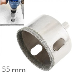 Resim Depolife Cam Mermer Granit Delme Pancı 55 mm Matkap Için Elmaslı Delik Karot 