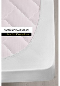 Resim Premium Sıvı Su Geçirmez Fitted Full Kenar Tek Kişilik Çift Kişilik Sessiz Yatak Koruyucu Alez Beyaz 
