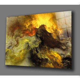 Resim Miyrem Glasses Collection -a1^ Sarı Renkli Soyut Kozmik Cam Tablo, Cam Tablo 