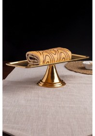 Resim Gold Dikdörtgen, Ayaklı Şık Kek, Pasta, Kurabiye Ve Tatlı Servis Sunum Standı Gold 