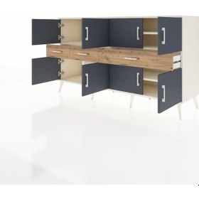 Resim Kronos Konsol 5 Raflı 3 Çekmeceli 8 Kapaklı 176x59x99 Aytaşı-antr Aytaşı-antrasit/çam 
