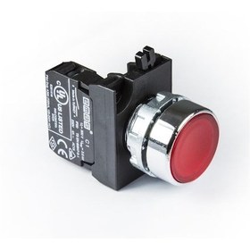 Resim Emas Cm100dk Cm Serisi Metal 1no Yaylı Düz Kırmızı 22 Mm Buton 